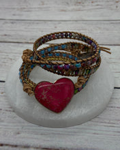 Load image into Gallery viewer, Heart Jasper Boho Wrap Bracelet
