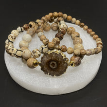 Load image into Gallery viewer, Jasper Druzy Connector Stacking Bracelet