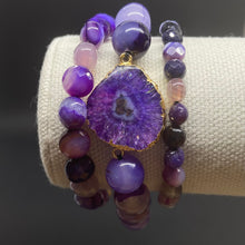 Load image into Gallery viewer, Purple Druzy Connector Stacking Bracelets